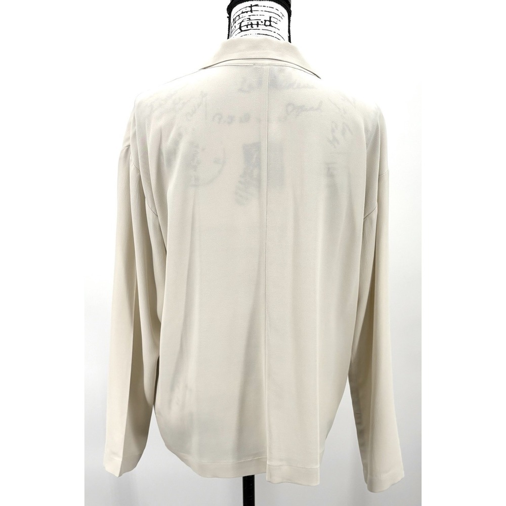 Eileen Fisher Textured Crepe Notch Collar Jacket‎ Size Medium Ivory Lyocell Boxy - Picture 4 of 10